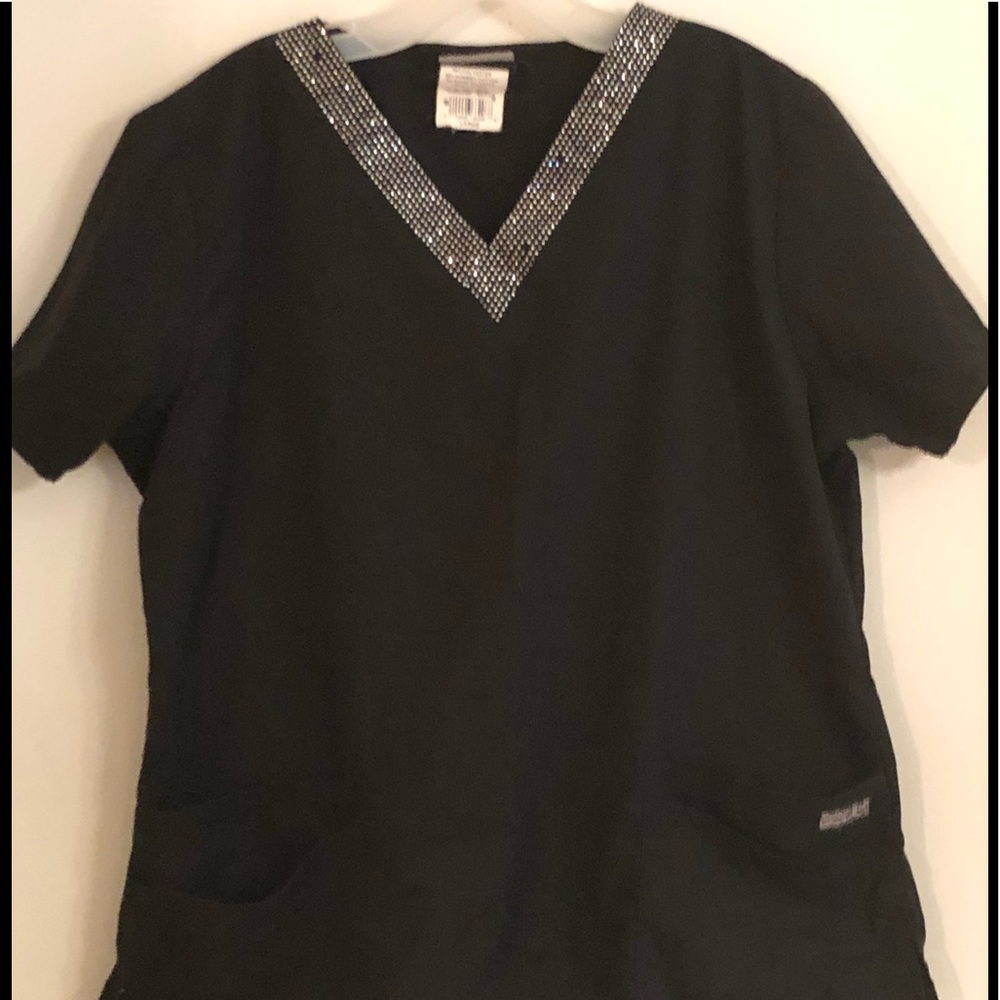 Butter Soft Rhinestone Scrub Top